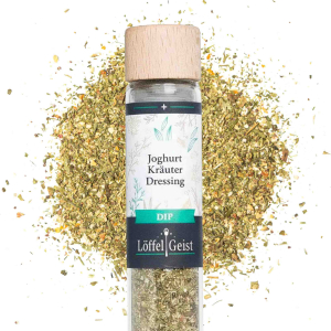 Joghurt Kräuter Dressing Dip im Reagenzglas